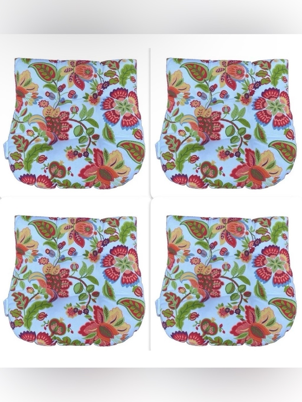 Set of 4 Destination Summer Floral Outdoor Patio Seat Cushions 20x19 New